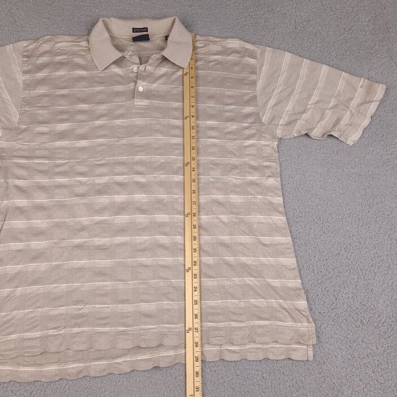 Mercedes Benz Polo Shirt Mens Large Brown Striped Short Sleeve Egyptian Cotton - Picture 14 of 16